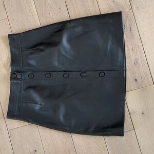Size 6 H&M Black Faux Leather Snap Front Skirt